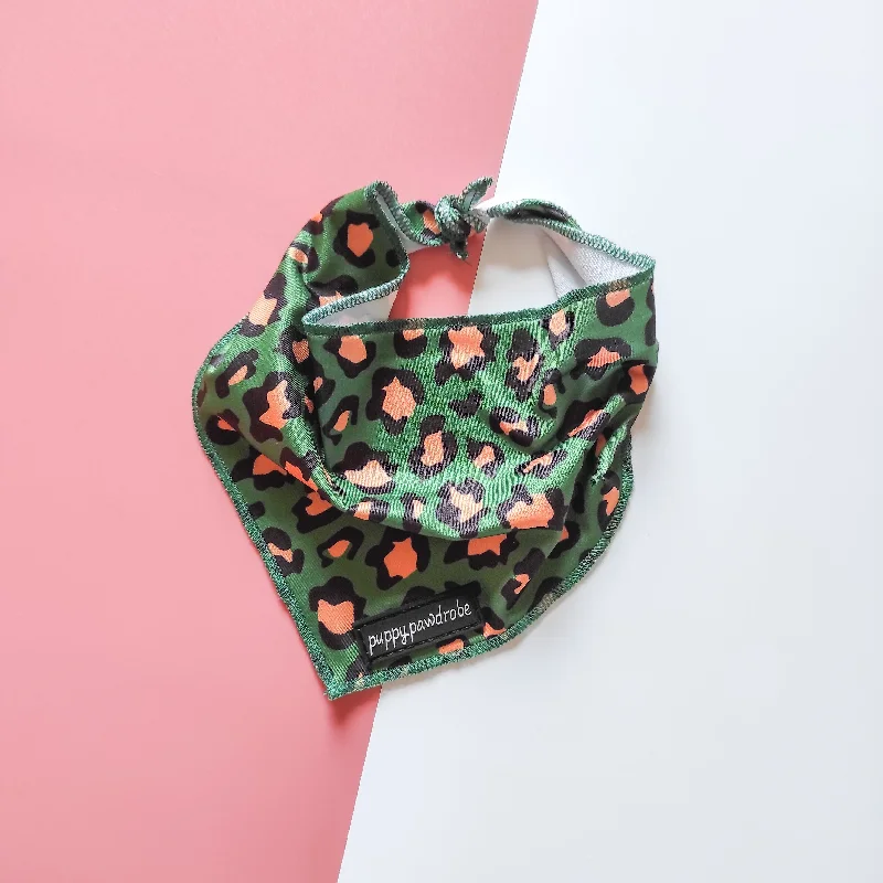  . **Dog raincoat is waterproof and windproof**Green Leopard Bandana