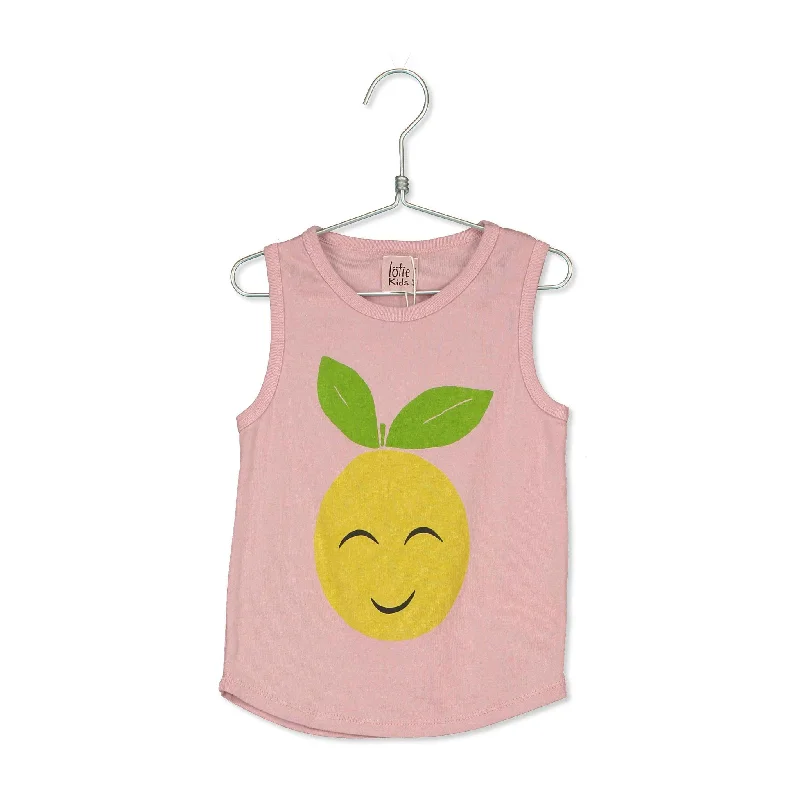 ---LotieKids Pink Smiley Grapefruit Tank Top