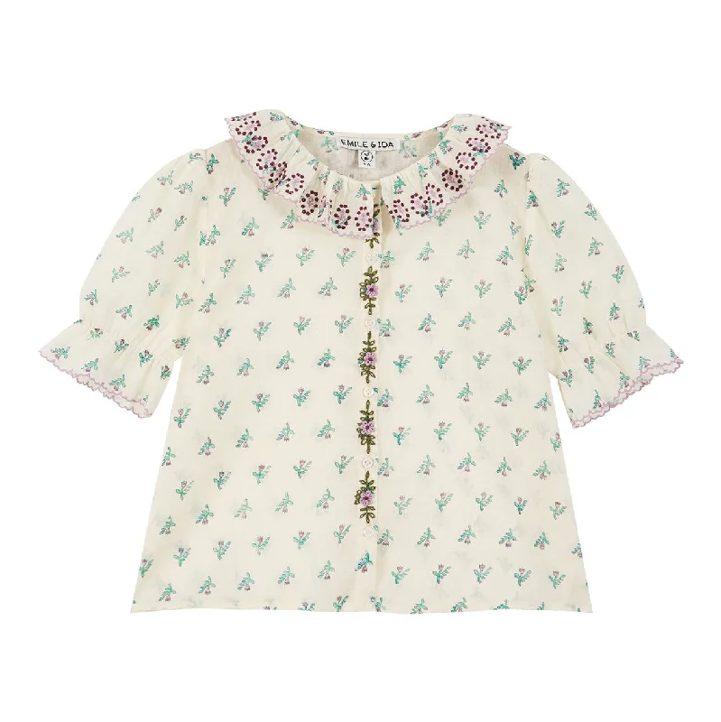 - Winter warm clothes for short-haired dogsEmile et Ida Daffodil Embroidered Collar BLouse