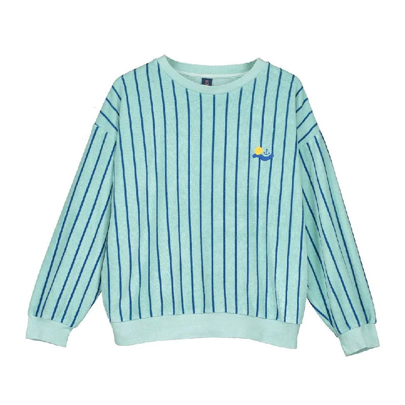 - Foldable and portable cat bagBonmot Dusty Aqua Terry Stripes Sweatshirt