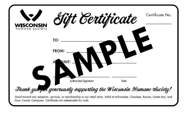 - Pet stroller can be taken on the planeGift Certificates For Wisconsin Humane Society