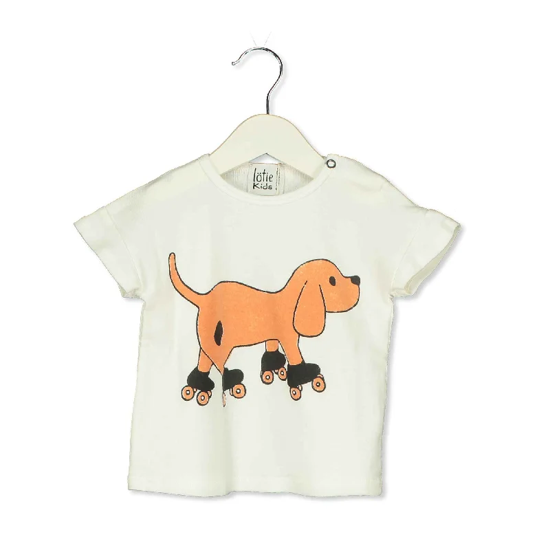 - Elderly dog ​​joint care mattressLotieKids Off White Skating Dog Baby Tshirt