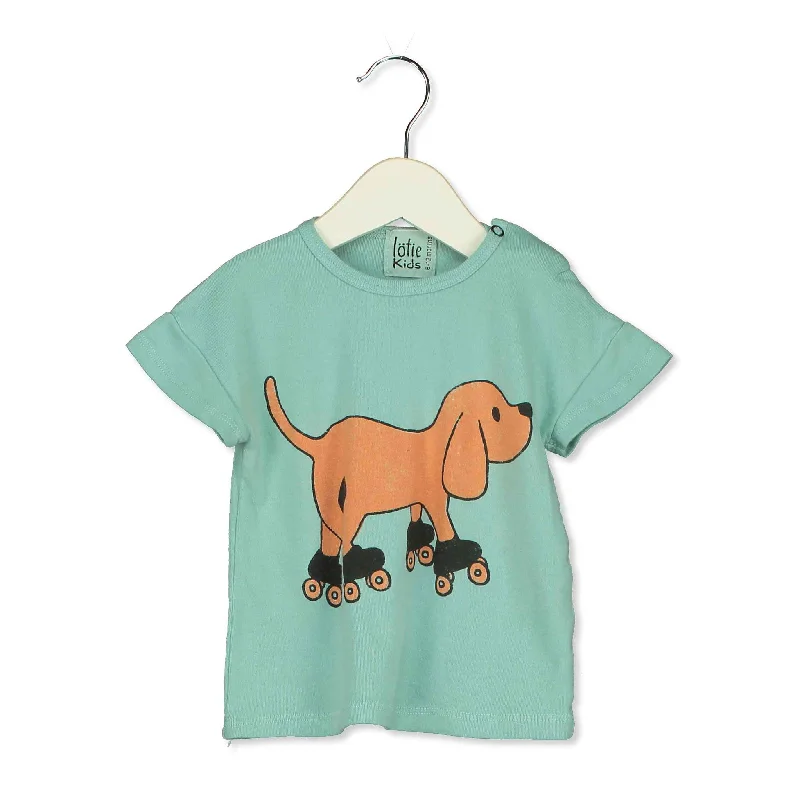 - Car dog seat beltLotieKids Seagreen Skating Dog Baby Tshirt