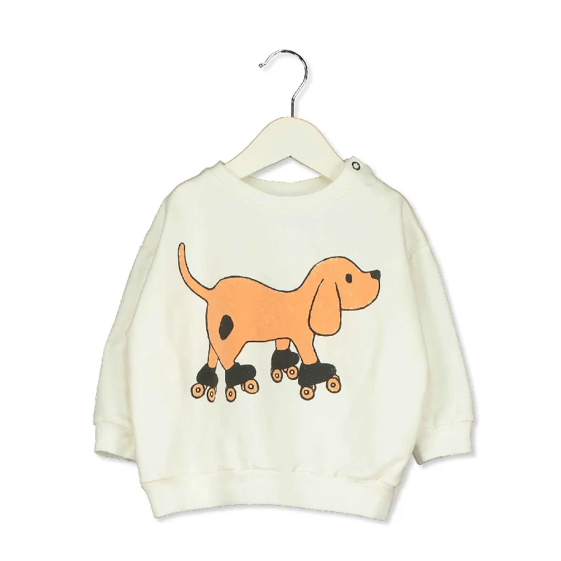 - Natural latex pet mattressLotieKids Off White Skating Dog Baby Sweatshirt