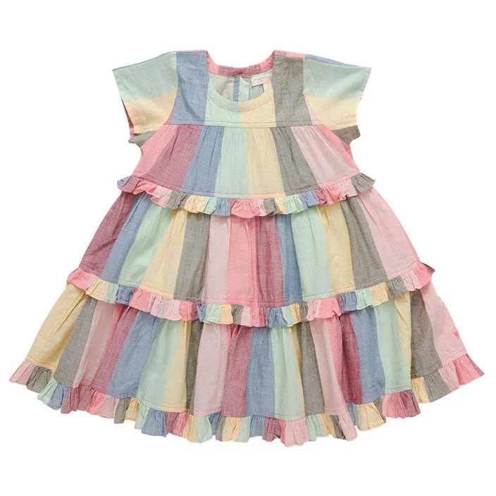 - Organic cotton dog bibsPink Chicken Daphne Dress - Multi Wide Stripe