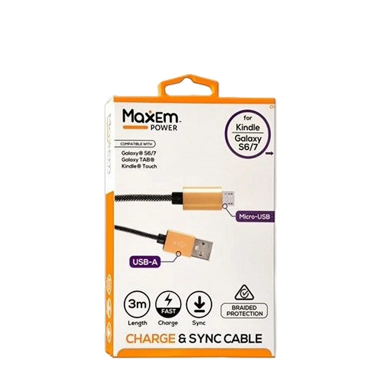 ---Maxem Braided Cable USB to Micro USB, 3m