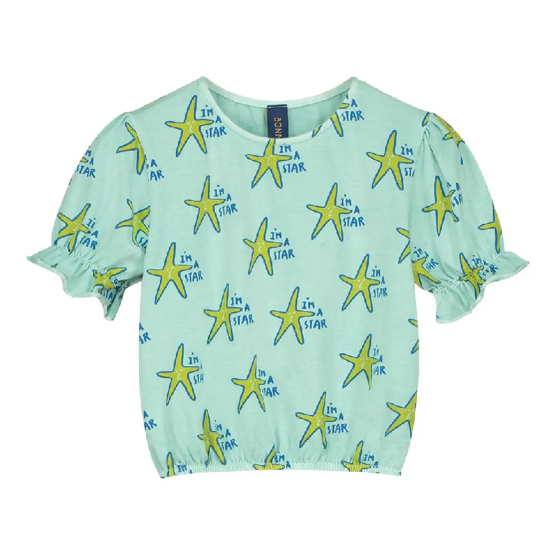 ---Bonmot Dusty Aqua Crop Starts T-shirt