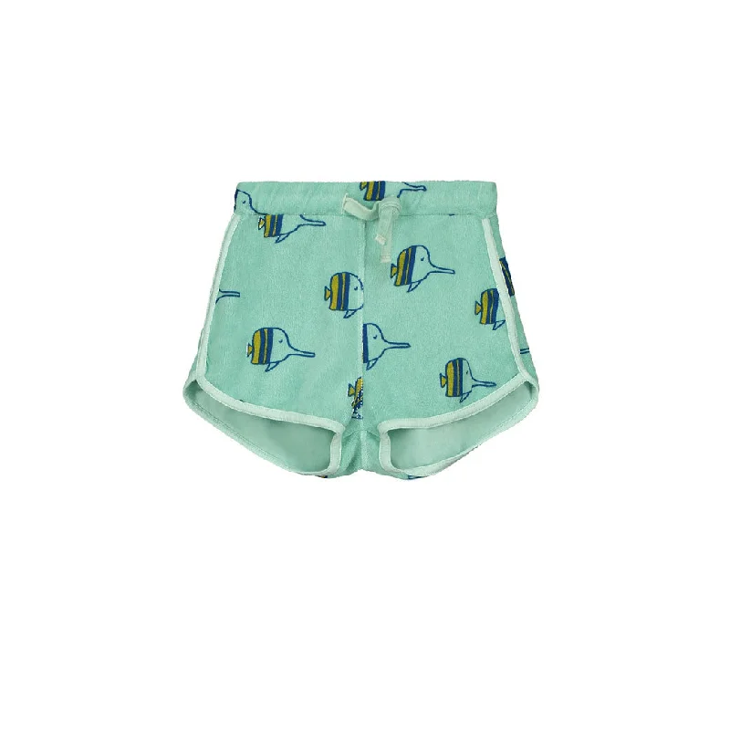 - Winter warm clothes for short-haired dogsBonmot Dusty Aqua Allover Fishes Terry Shorts