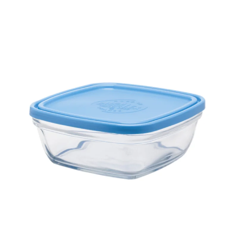  -Splash-proof food bowl AND Anti-choking slow food bowlDuralex Freshbox Clear Square 20 cm + Blue Lid - 200 cl