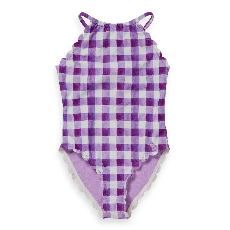 - Pet fence foldable indoorScotch Shrunk  Mulberry Printed Check Scallop Edge Bathing Suit