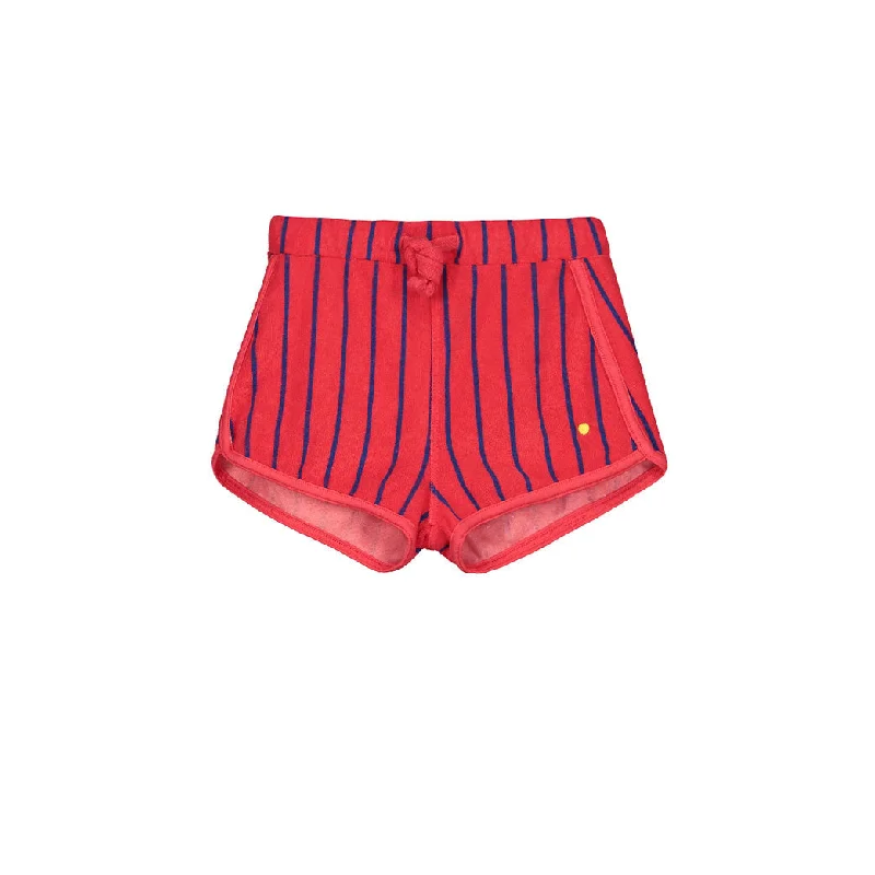 ---Bonmot Red Allover Stripes Shorts