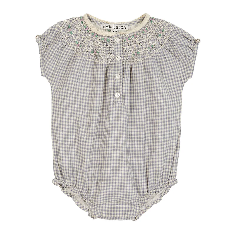  -Non-contact cat thermometerEmile et Ida Blue Gingham Smocked Romper