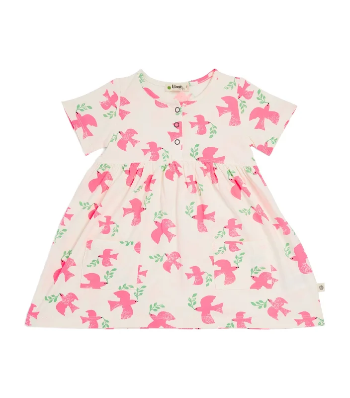 - Foldable and portable cat bagStretch-Cotton Dove Print Dress (6-24 Months)