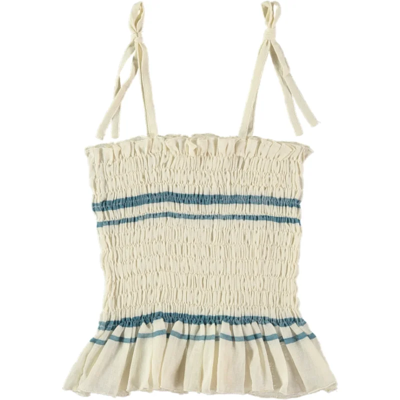 - Parrot climbing and standing wooden frameBelle Chiara Blue Double Stripe Athena Ruffle Top