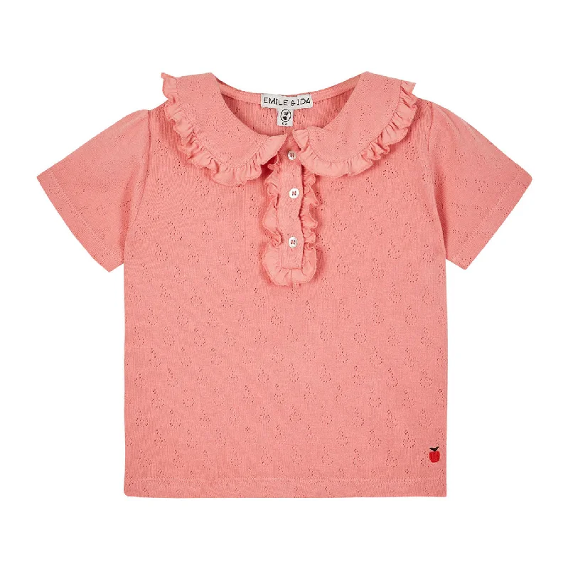 ---Emile et Ida Sushi Apple Openwork Ruffle Tee