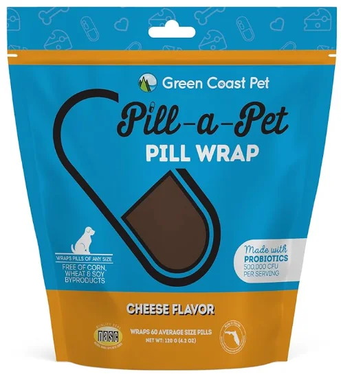 ---Pill-a-Pet Pill Wrap for Dogs Cheese Flavor | Made in USA | Probiotics | 60 Wraps