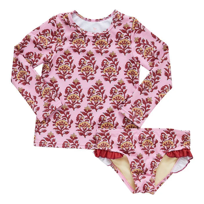 - ​​Pet toys under    yuanPink Chicken Baby Rash Guard Set - Pink Posey Block Print