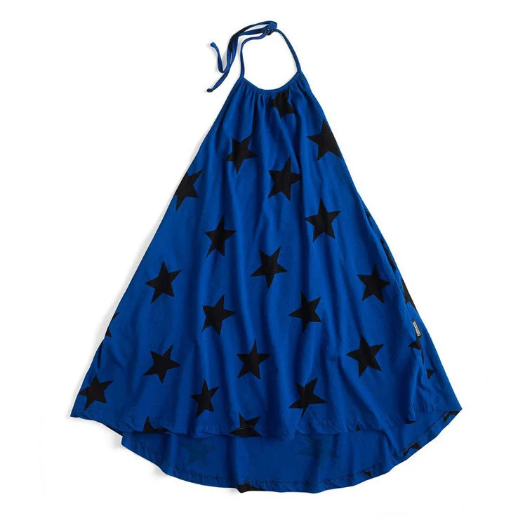 ---NUNUNU Blue Star Collar Dress