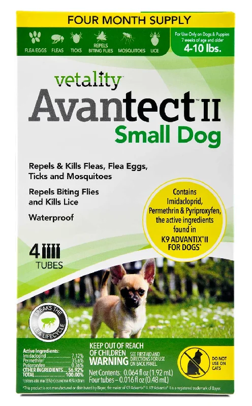 - Parrot climbing and standing wooden frameVetality Avantect II Flea & Tick Topical for Dogs, 4-pack